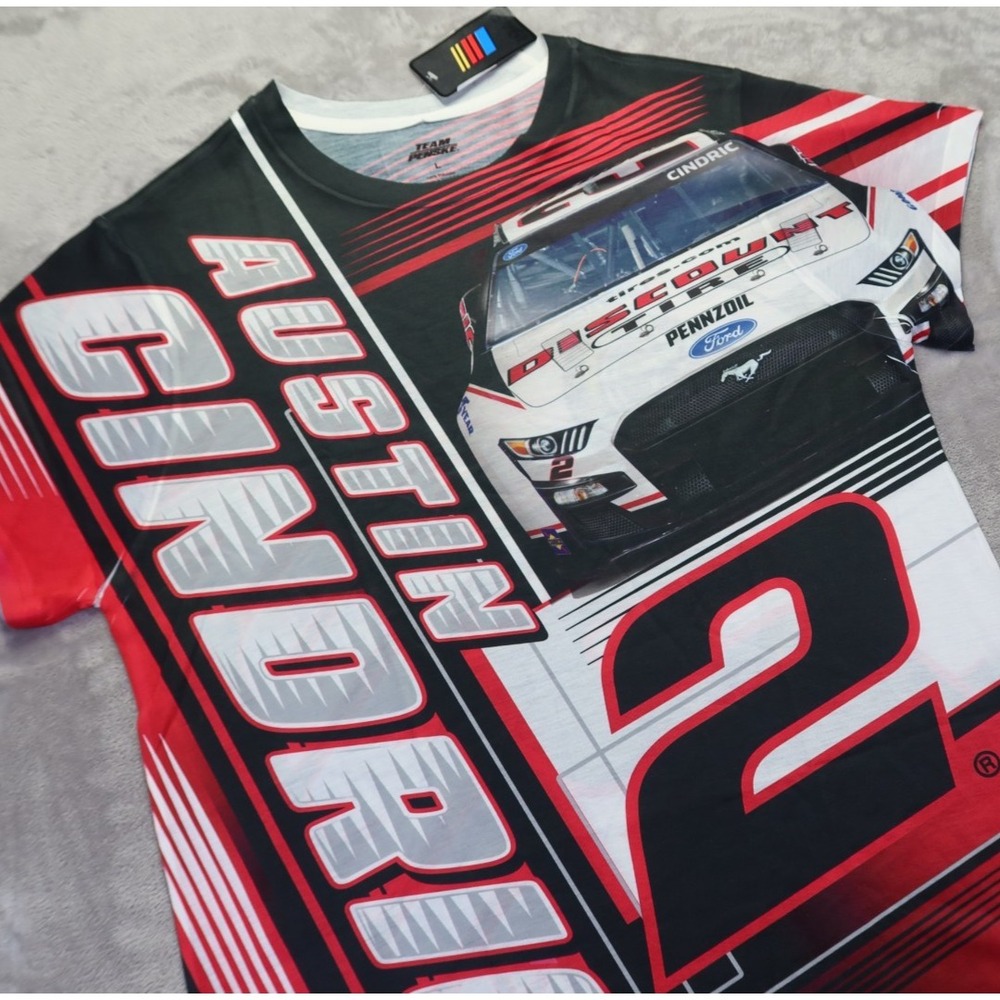 Austin Cindric Team‎ Penske NASCAR T Shirt Size L NWT Discount Tire Sublimated